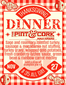 Pint and Cork Thanksgiving 2025 Menu
